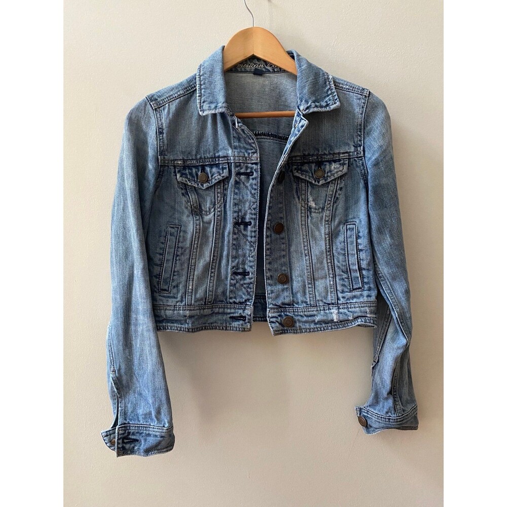 American Eagle Distressed Jean Jacket size Small